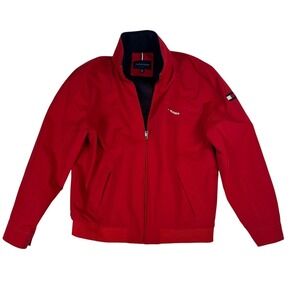 Tommy Hilfiger Mens Red‎ Yachting Jacket Mesh Lined Full Zip Logo XL